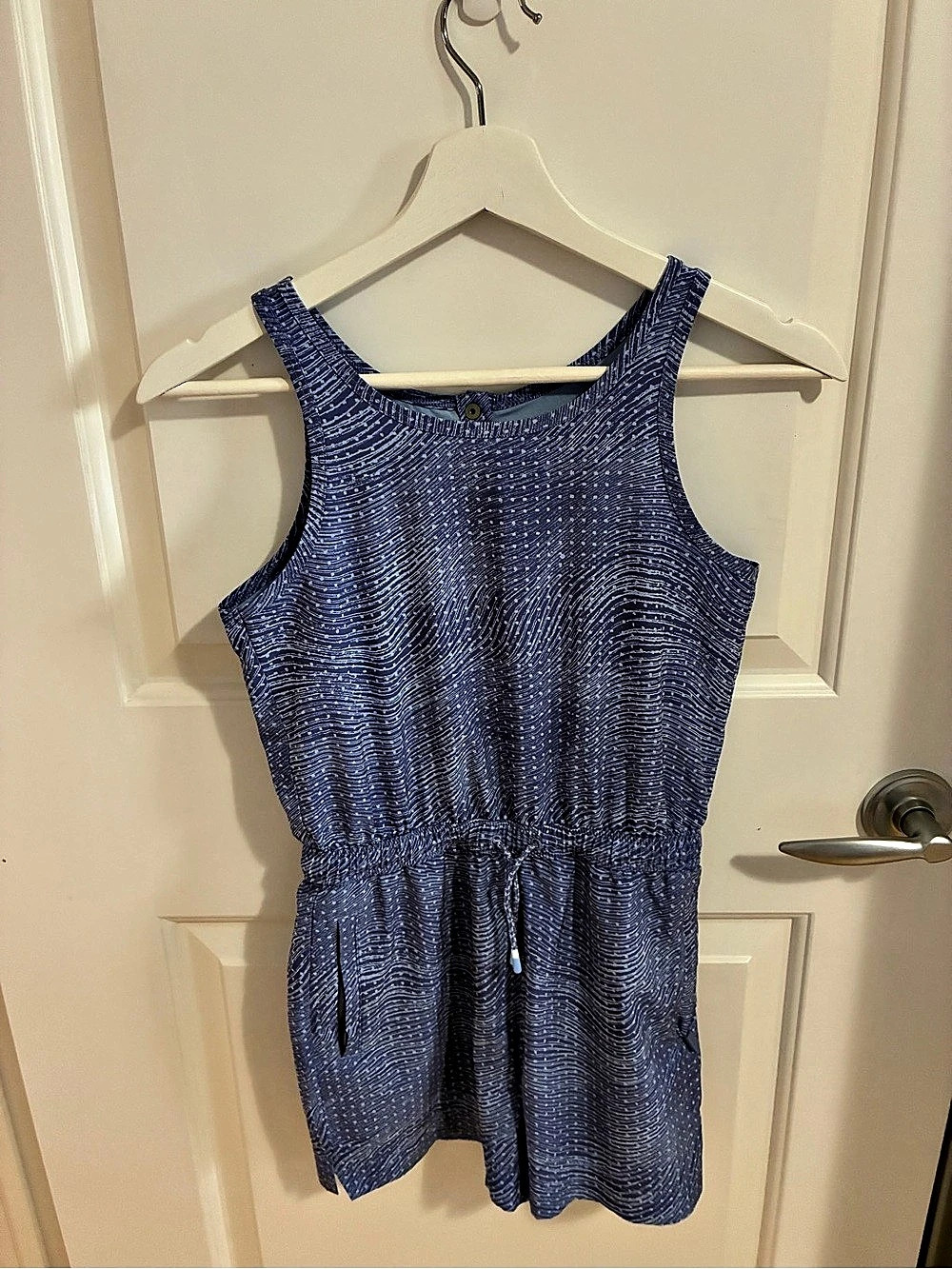 Athleta Girl Girls Abstract Romper in Blue Size Medium Like New